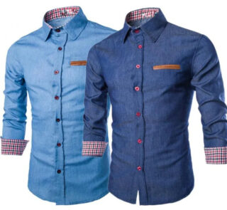 Men Long Sleeve Fit Jeans Shirt